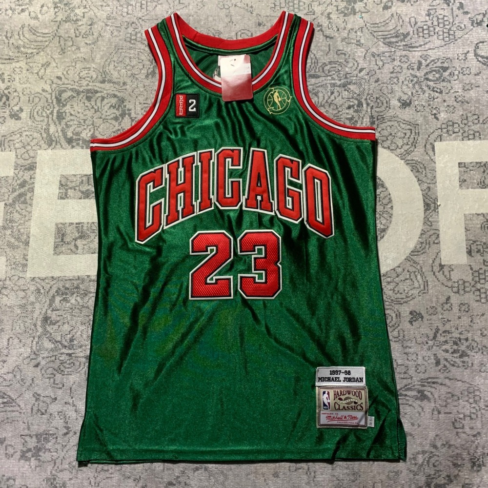 Mitchell & Ness Chicago Bulls Michael Jordan Jersey Mens Small Green New 1997-98